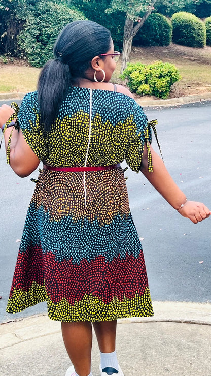 Women's African Style A-Line Ruched Dress | DelightfulCouture