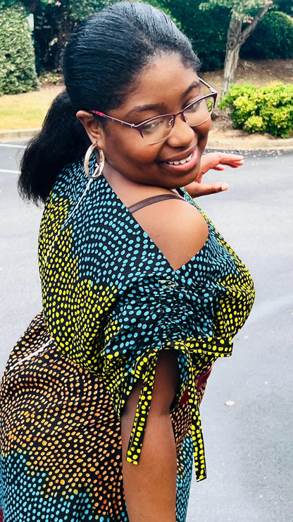 Women's African Style A-Line Ruched Dress | DelightfulCouture