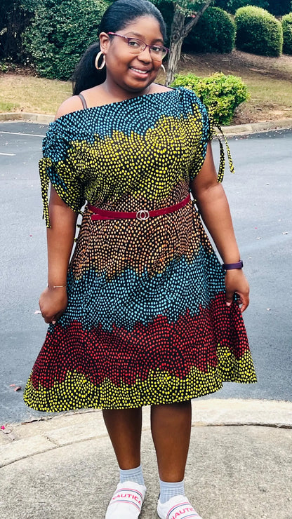 Women's African Style A-Line Ruched Dress | DelightfulCouture