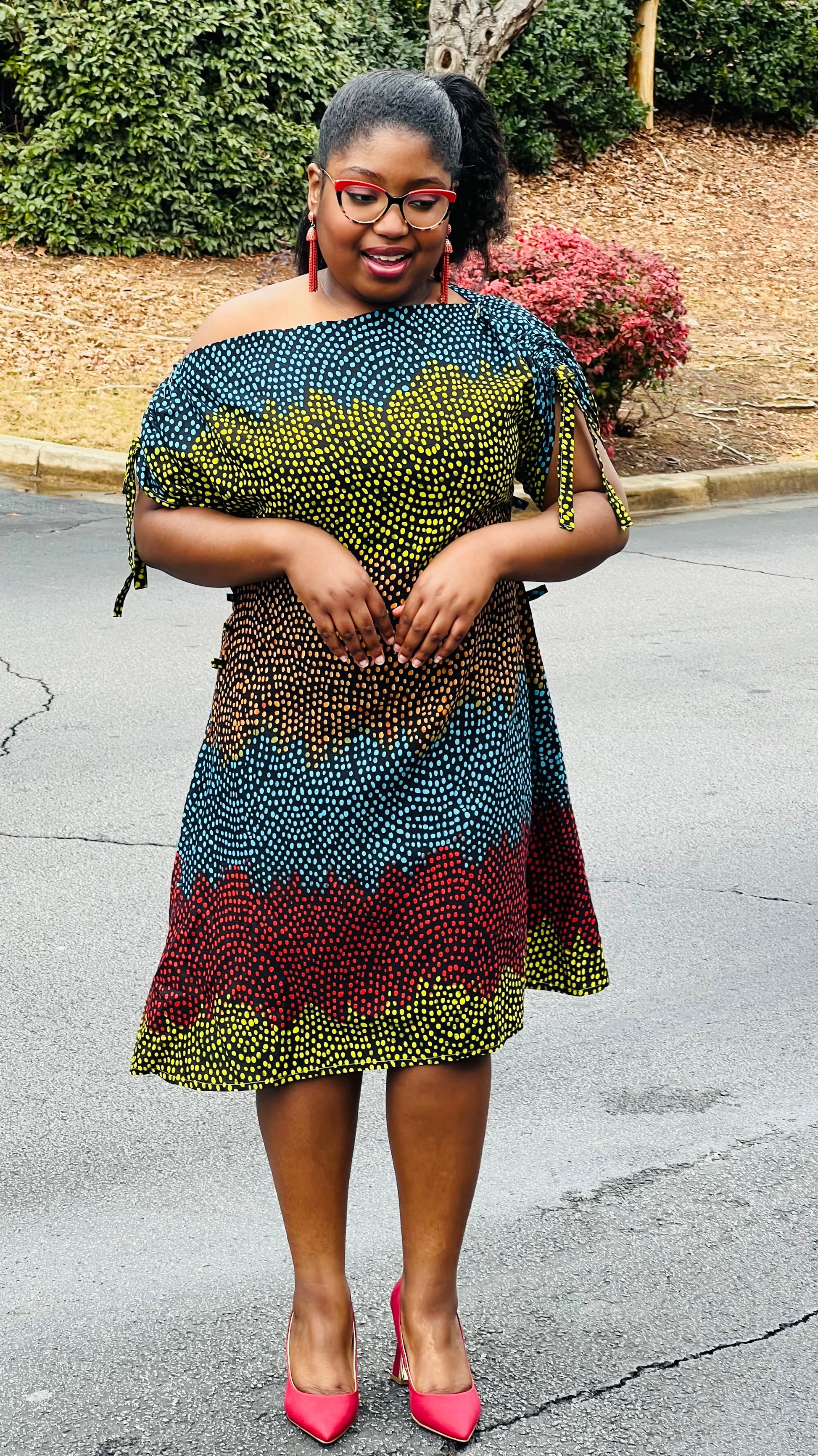 Women's African Style A-Line Ruched Dress | DelightfulCouture