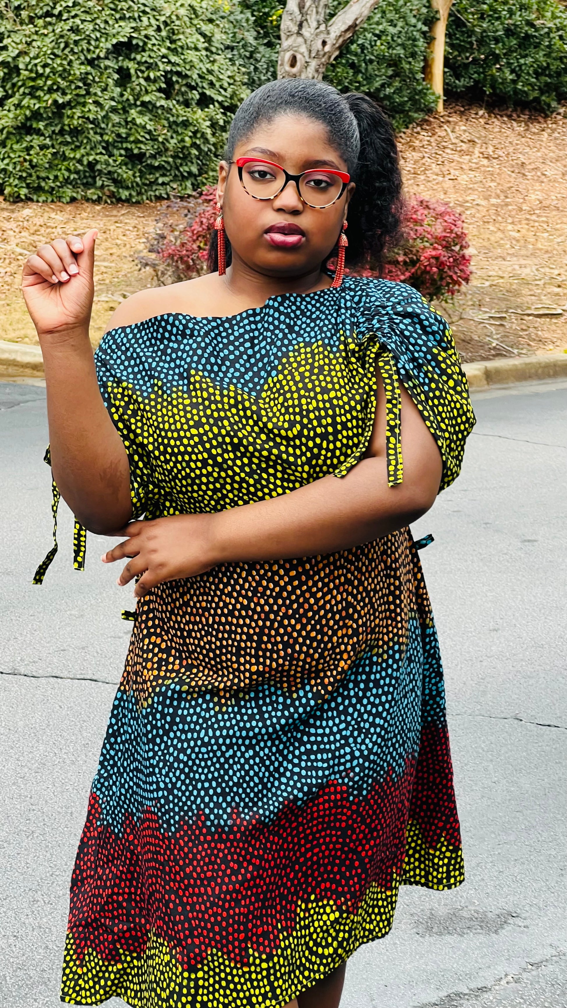 Women's African Style A-Line Ruched Dress | DelightfulCouture