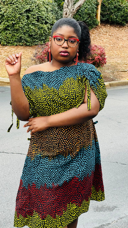 Women's African Style A-Line Ruched Dress | DelightfulCouture