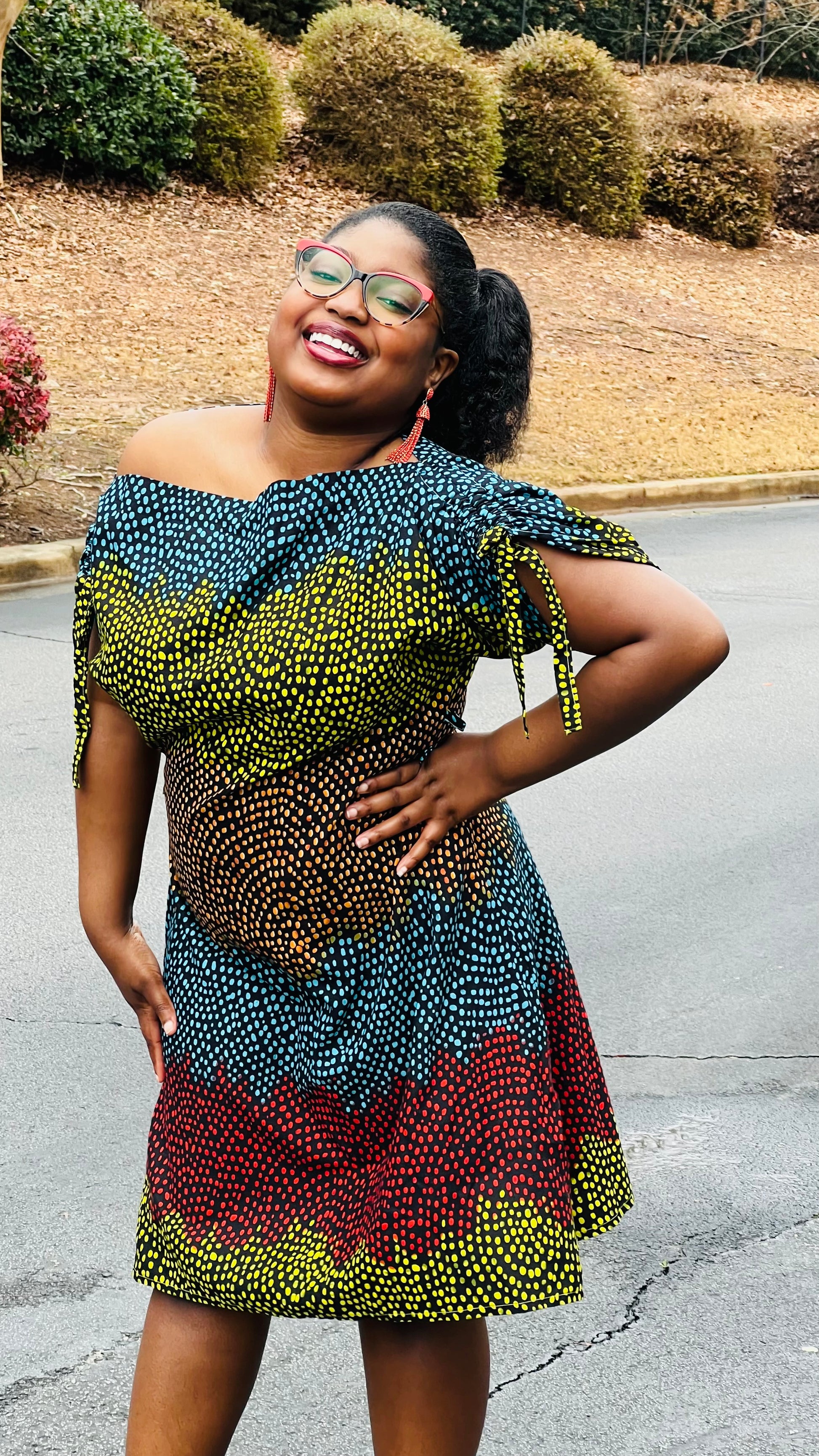 Women's African Style A-Line Ruched Dress | DelightfulCouture