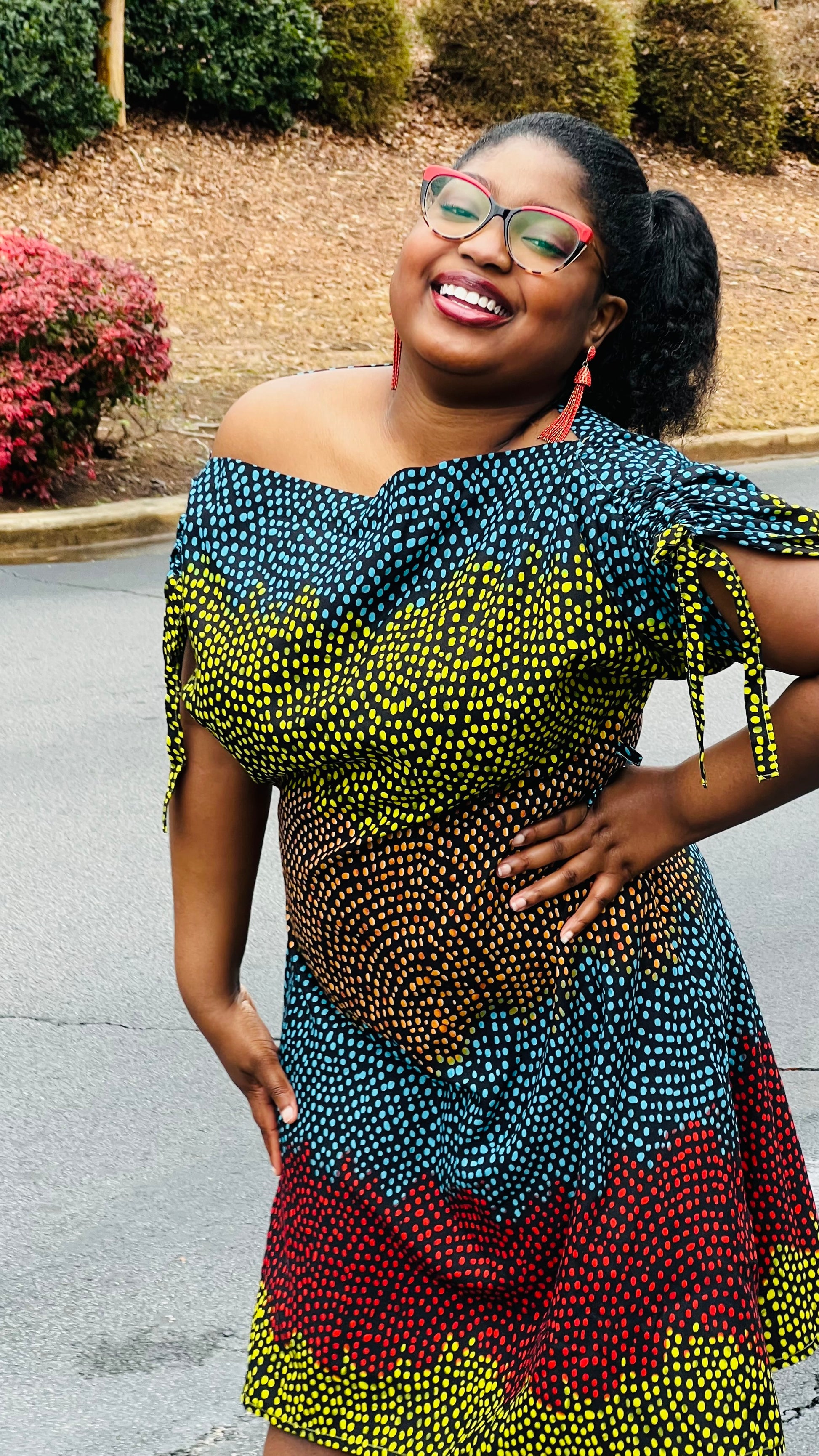 Women's African Style A-Line Ruched Dress | DelightfulCouture
