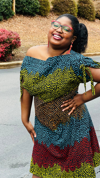 Women's African Style A-Line Ruched Dress | DelightfulCouture